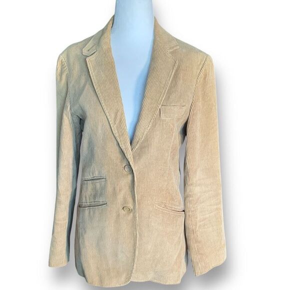 Vintage 80s Beige Tailored Corduroy Blazer Jacket Academia Preppy 10 - Picture 10 of 10